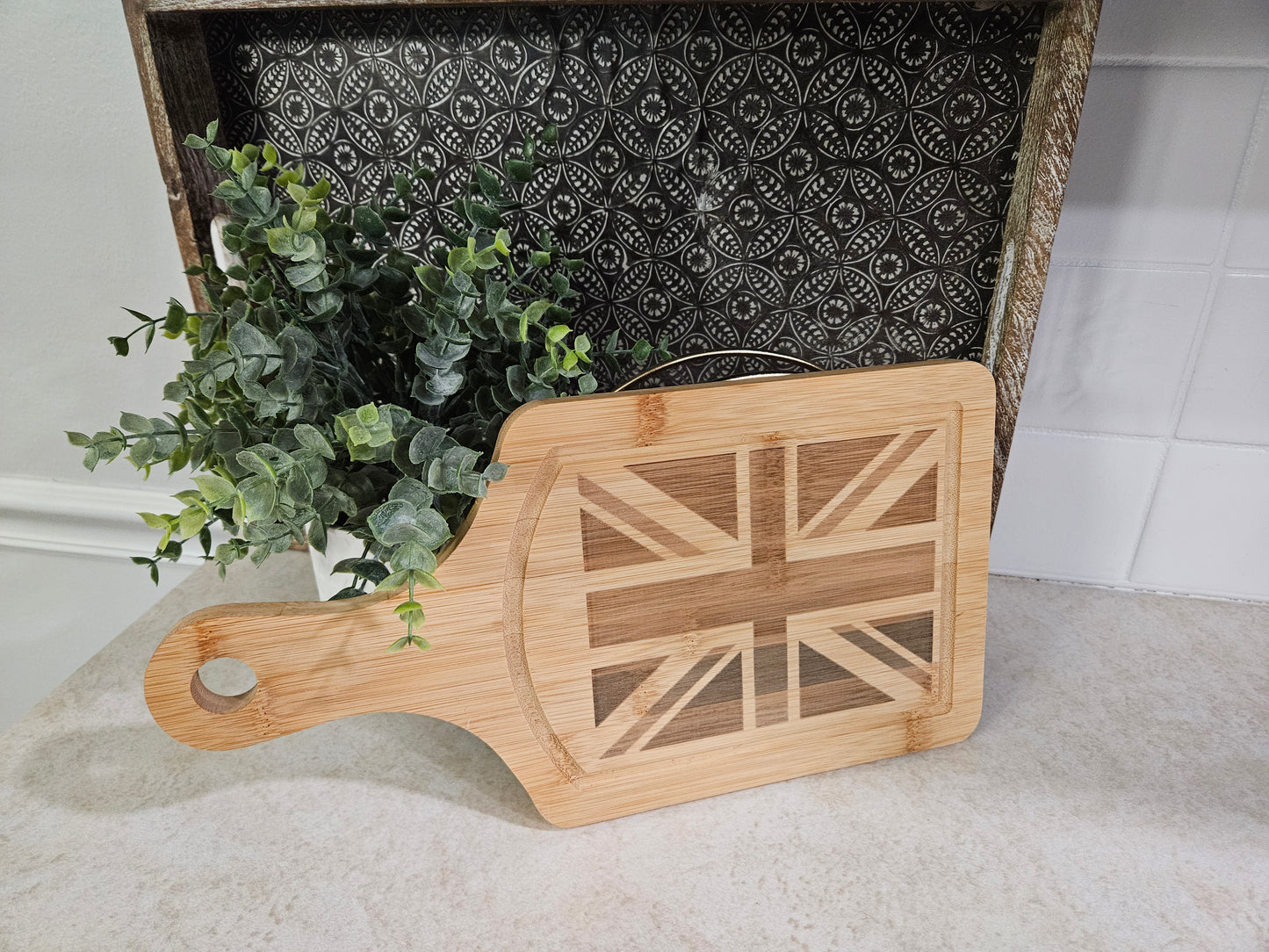 Union Jack Bamboo Paddle Cutting Board