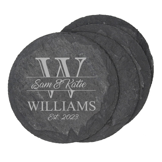 Laser Engraved Slate Round Coaster